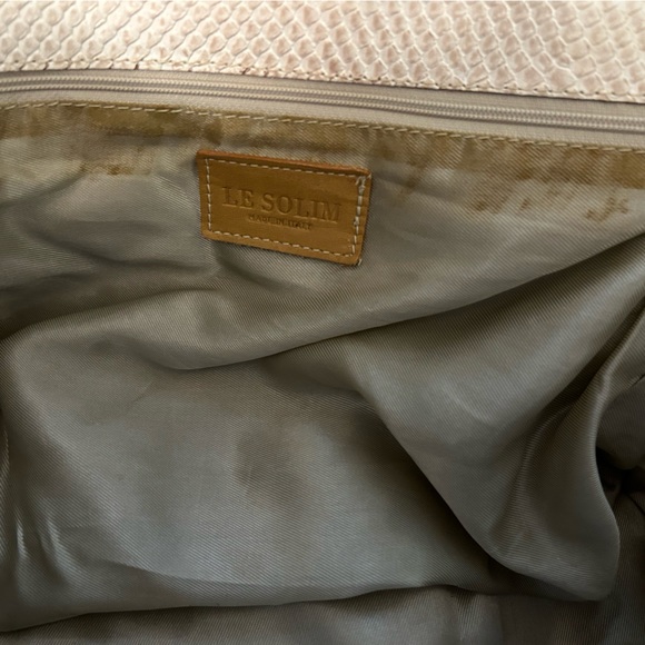 LeSolim vintage snakeskin leather gondolier Venice Italy large tote shoulder bag - Picture 7 of 12